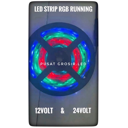 12VOLT/24VOLT - LED STRIP FLEKSIBEL RGB RUNNING 5 METER IC PINTAR WATERPROOF