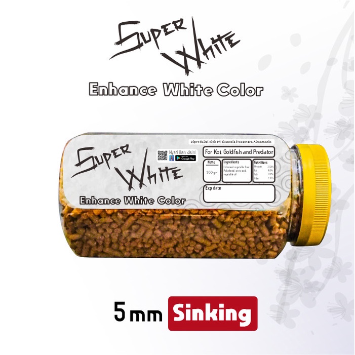 Pelet Pakan Super White Naikkan Warna Putih Ikan Koi, Mas Koki, Channa