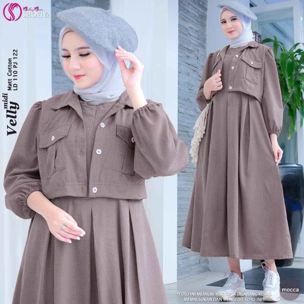 VELLY midi one set By Shofiya / MELIA SET 2in1 (ATASAN + ROK) by SHOFIYA / ONESET MURAH / SETELAN HI