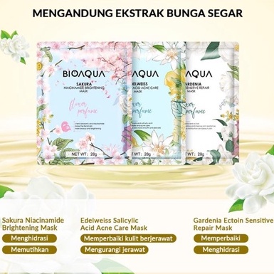 ✦SINAR✦ Bioaqua Bio Aqua Facial Sheet Mask Flowers Series (28g/pcs) | Masker Wajah / Hydrating Essence Face Mask Brightening dan Anti Acne