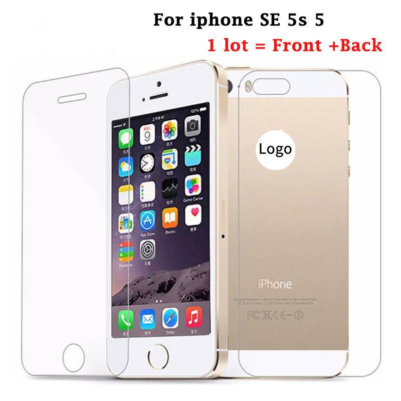 Depan+belakang 9H Tempered Glass Untuk iphone se 2016 5 5S Film Pelindung Layar Anti Ledak Gores Untuk iphone 5S 5se