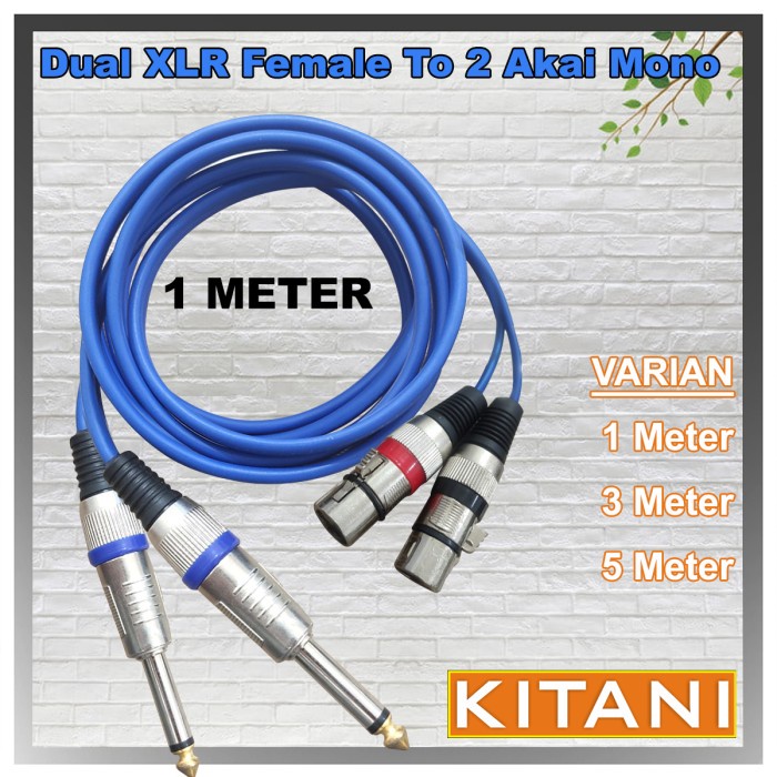 Kabel Dual Jack XLR Female to 2 Akai Mono 1m/3m/5m - KITANI