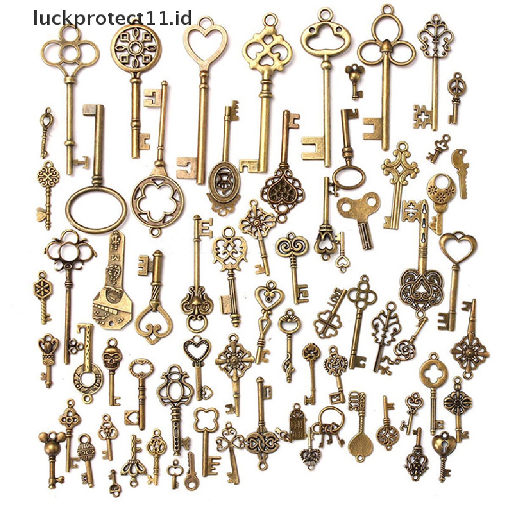 /Fashion Hot//// Set 70pcs Antik Vintage Old Look Bronze Skeleton Keys Fancy Heart Bow Pendant.