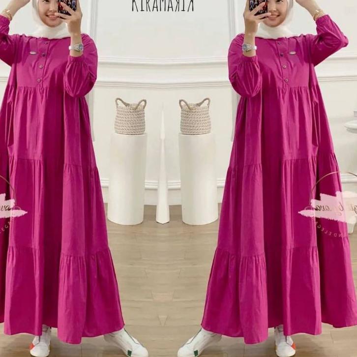 Midi katun twill premium polos dress busui dress kekinian minimalis muslim korea jumbo