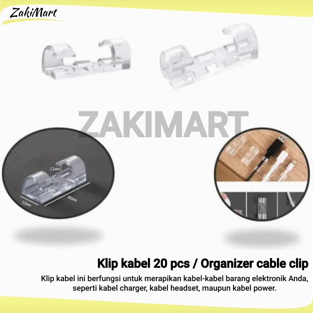 Klip kabel 20 pcs / Organizer cable clip / Klip penjepit kabel 20 pcs