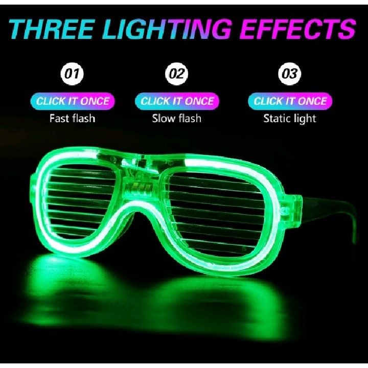 LED Kacamata Nyala Malam Colorful Eyeglass Beauty Fashion kacamata led