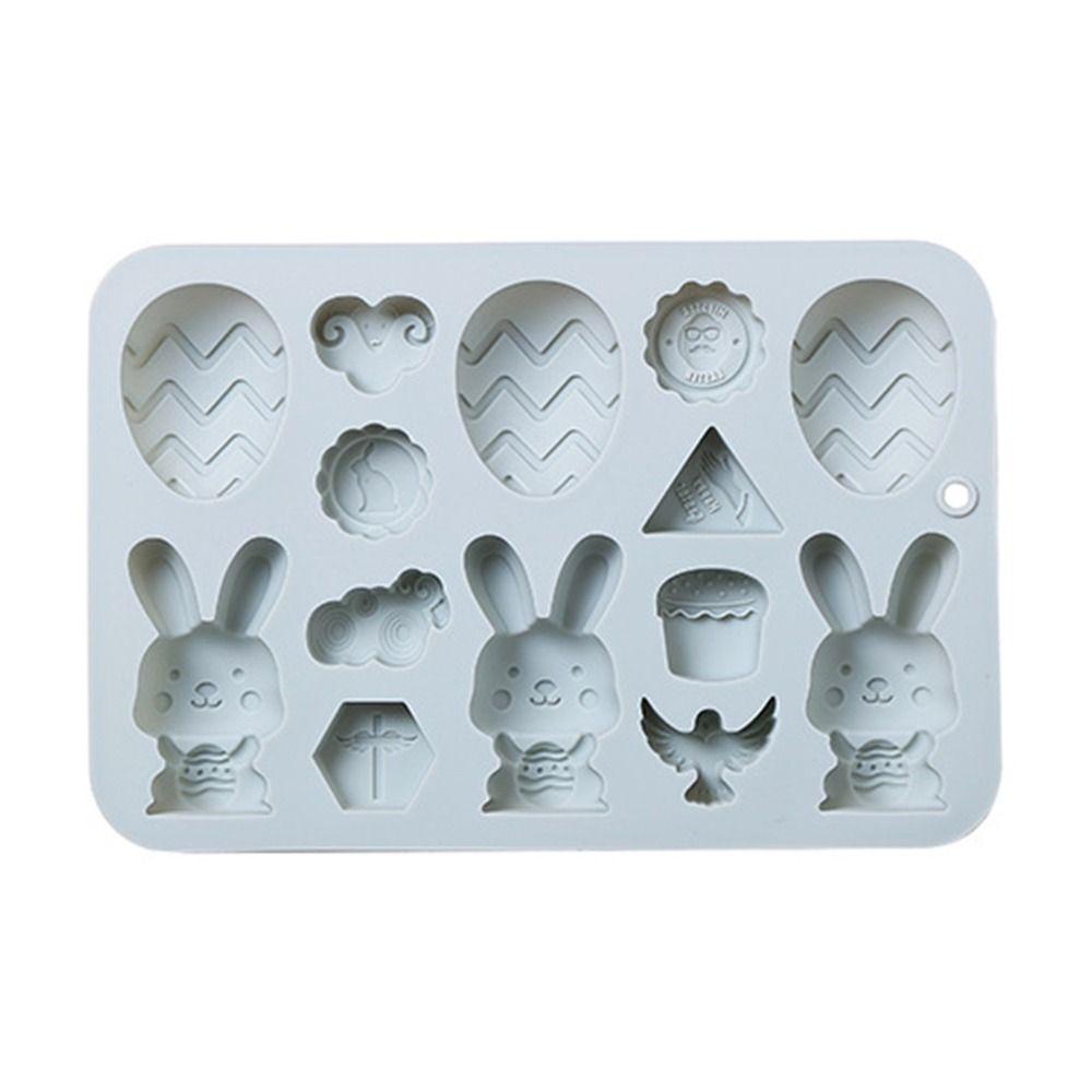 Solighter Easter Cetakan Silikon Alat Baking Cetakan Sabun Dekorasi Liburan 14rongga