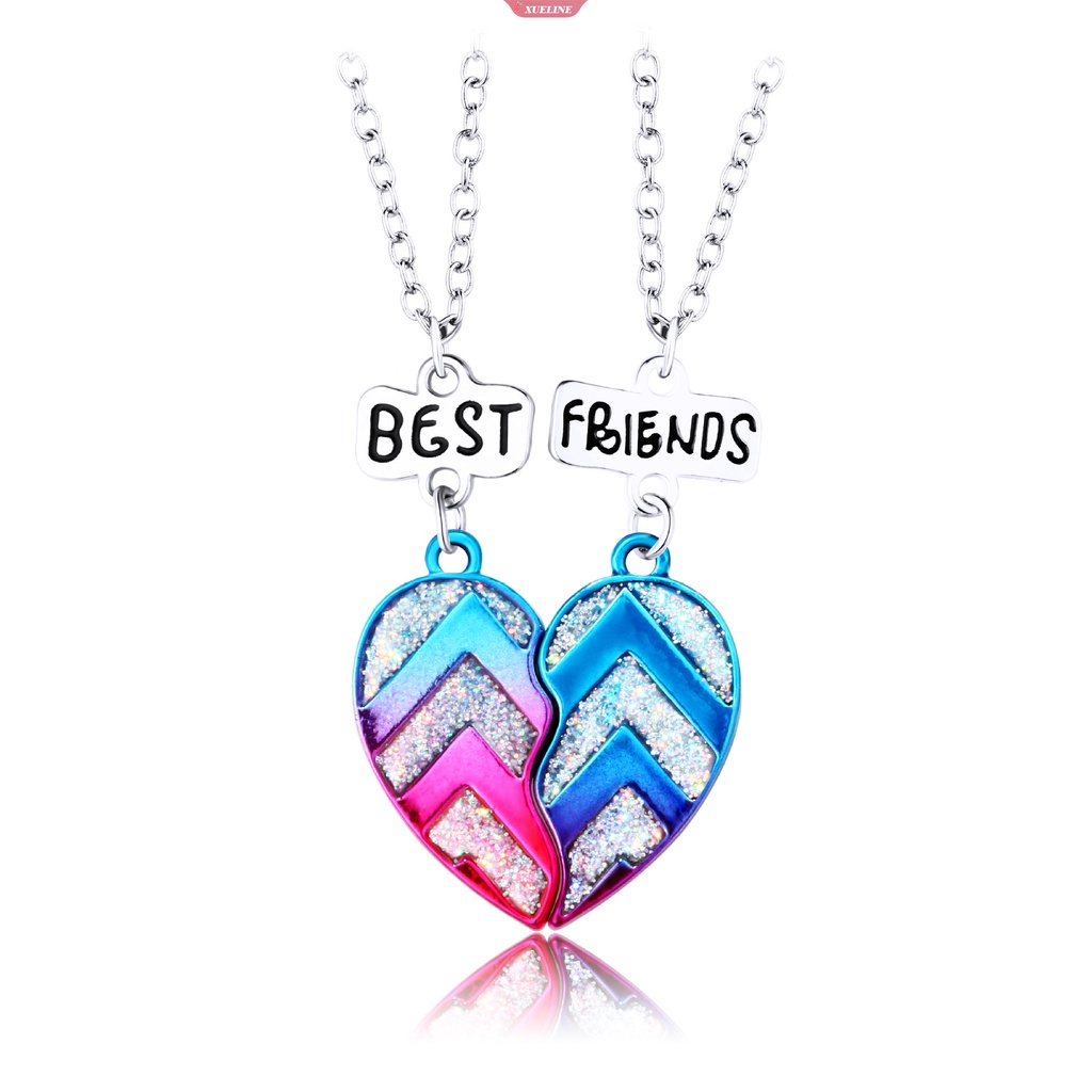Fashion Baru Anak Pacar Perempuan Warna Gradien Cinta drop Minyak Kalung magnet splicing Ilusi spray paint necklace