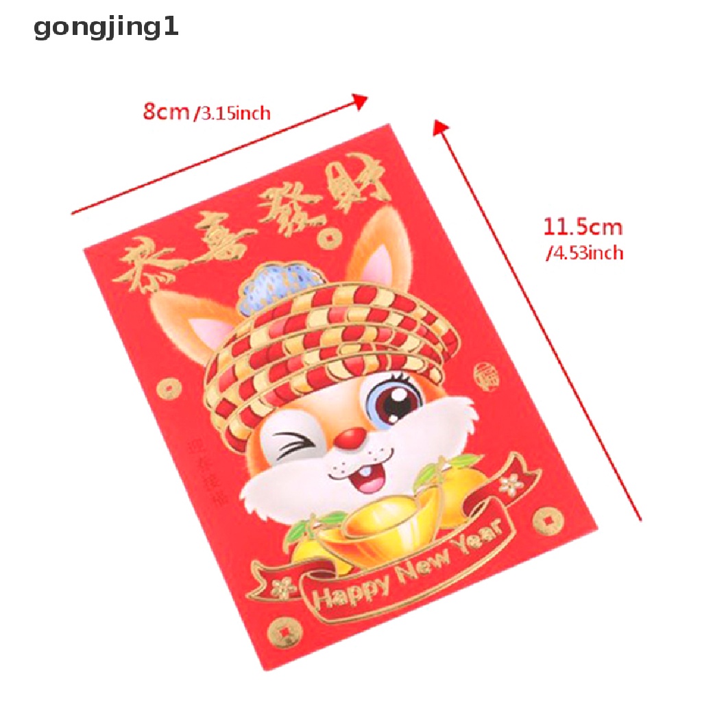 Ggg 6pcs 2023 Zodiak Kelinci Tahun Kartun Amplop Merah Festival Musim Semi Hongbao ID