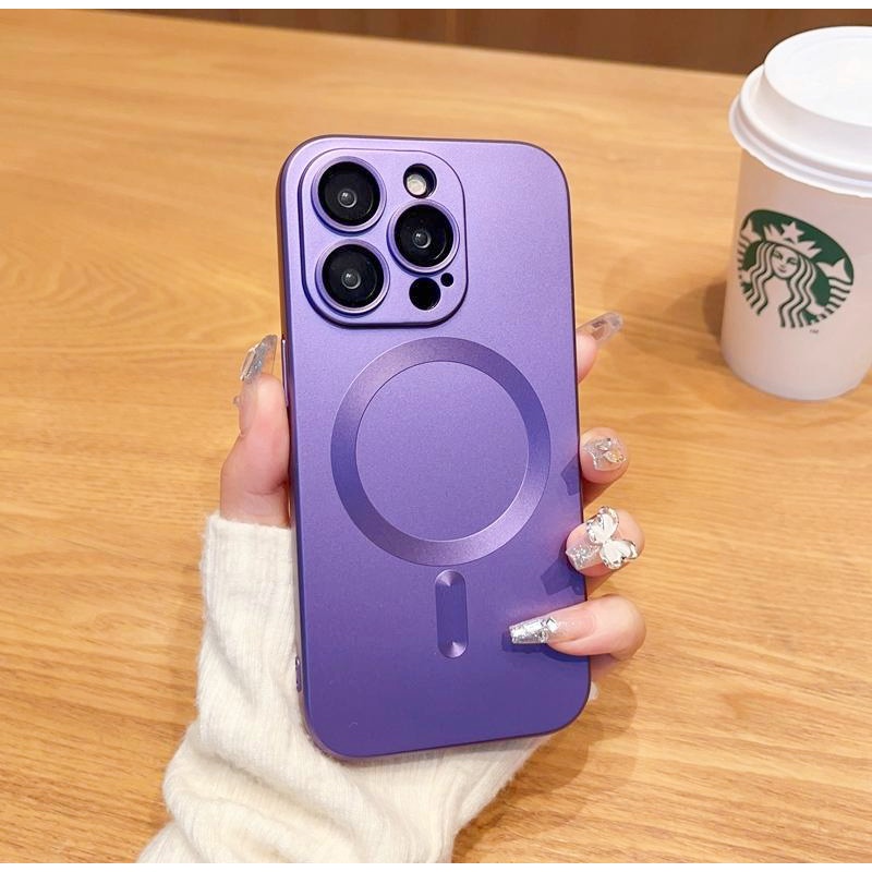 Casing Soft Silicone Case For iPhone 14 Pro Max 13 12 14 Plus Magnetic Case with Lens Protector