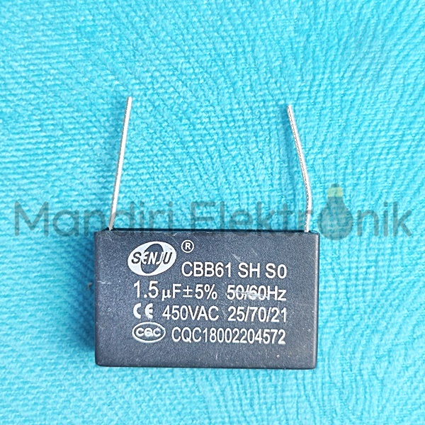 Kapasitor Fan AC 1.5 uf Kawat Solder PCB - Kapasitor Kaki Kawat 1,5 Mikro