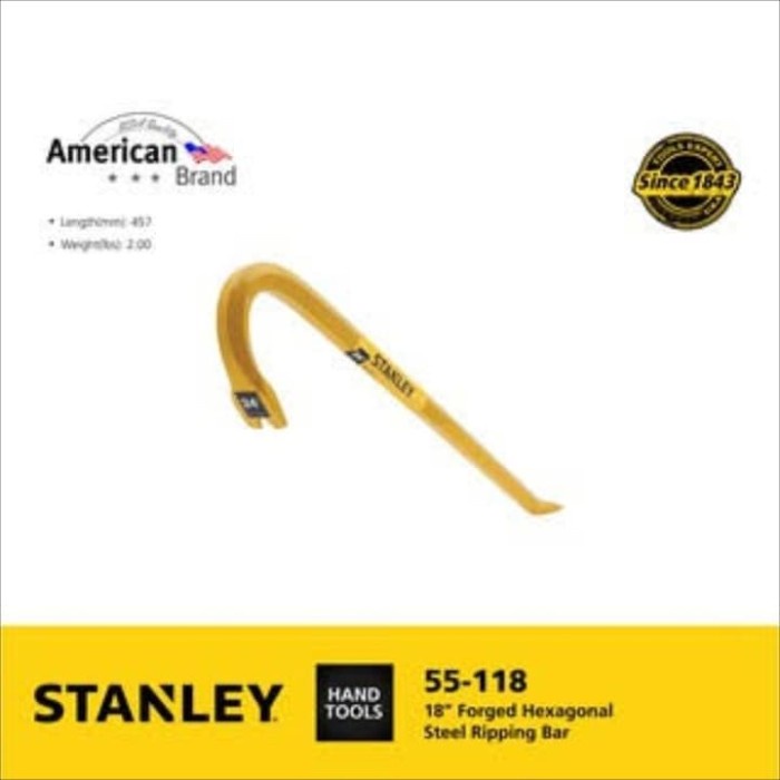 Linggis stanley 18" Forged Hexagonal Steel Ripping Bar 55-118 Stanley