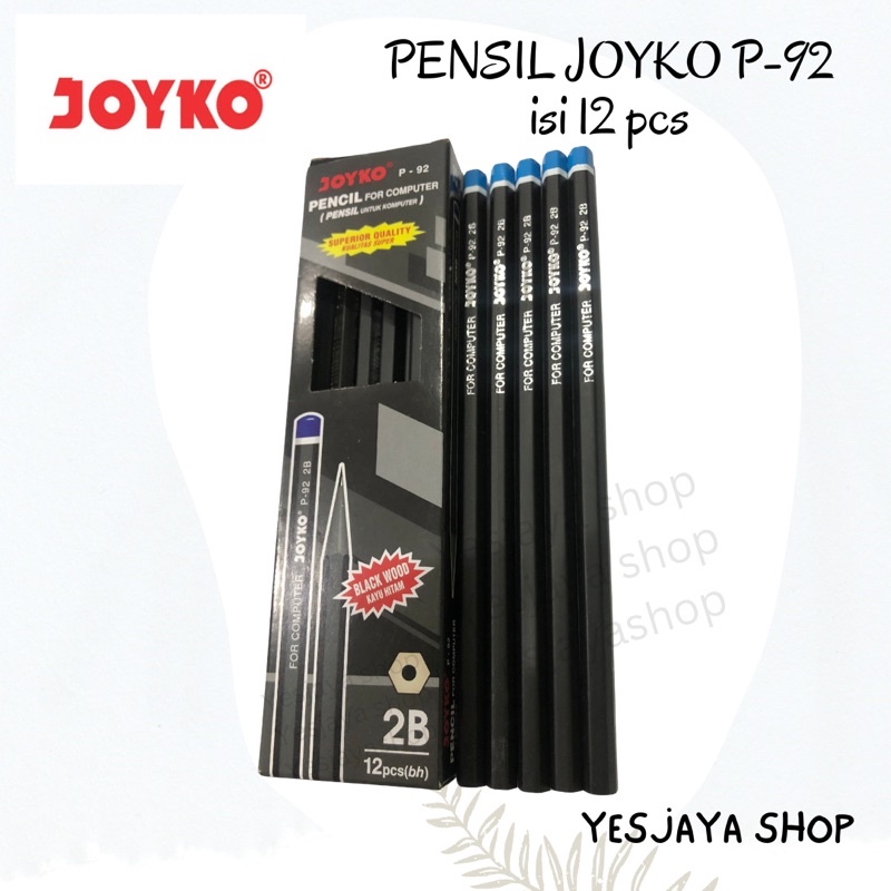 

{12 pcs} Pensil 2B Joyko P92 1 LUSIN / Pensil Joyko P-92 2B / Pensil Joyko Black Wood Color / Pensil Joyko 2B Hitam / Pensil 2B Joyko