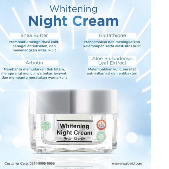 Diskon Bulan Ini MSGLOW NIGHT CREAM KRIM CREM MALAM MLM MS GLOW WHITENING  LUMINOUS ACNE ULTIMATE FL
