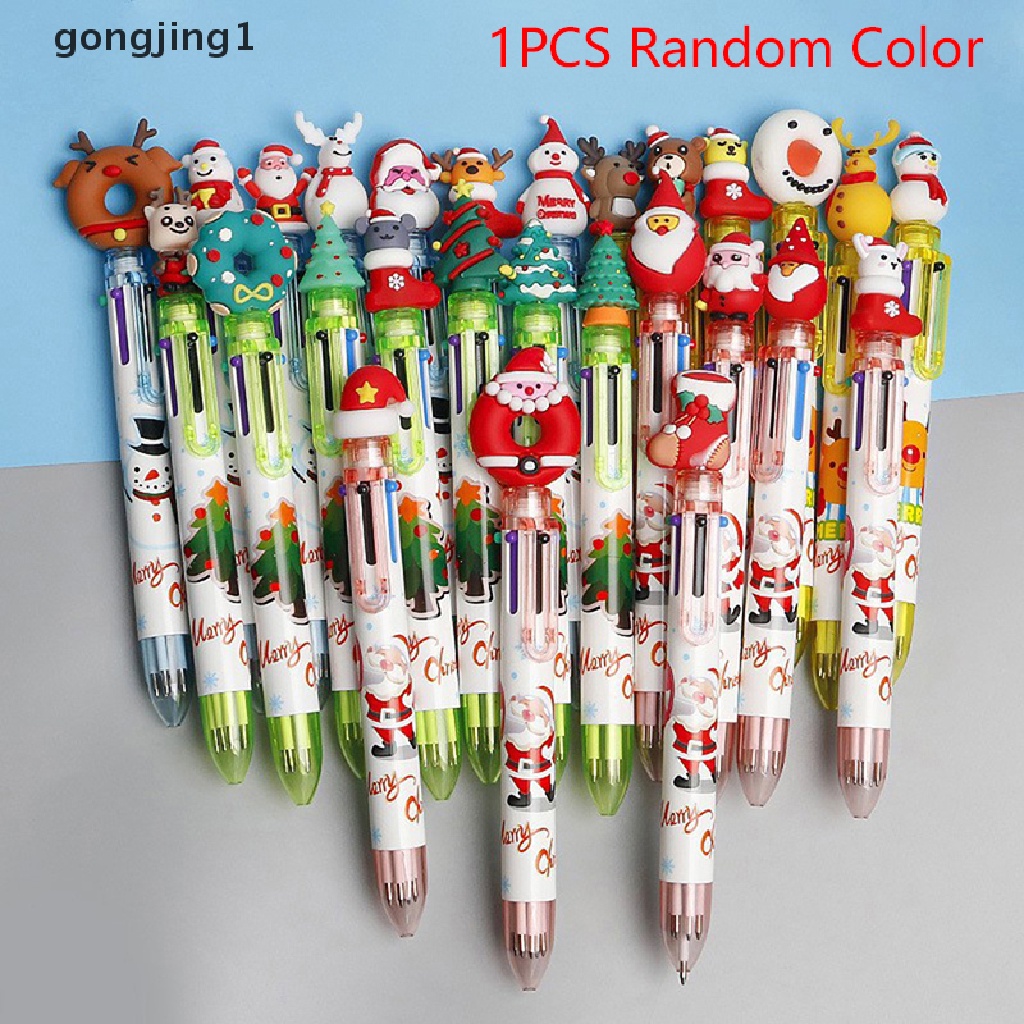 Ggg 1Pcs Natal 6warna Bolpoin Lucu Kawaii Xmas Ditarik Rollerball Pen ID