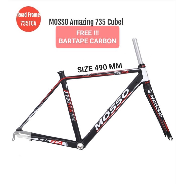 Frame Roadbike Mosso 735TCA Size 490mm Warna Hitam Merah . Rangka Sepeda Balap Road Bike 735 TCA Size Ukuran 49cm 490 mm Alloy 7005