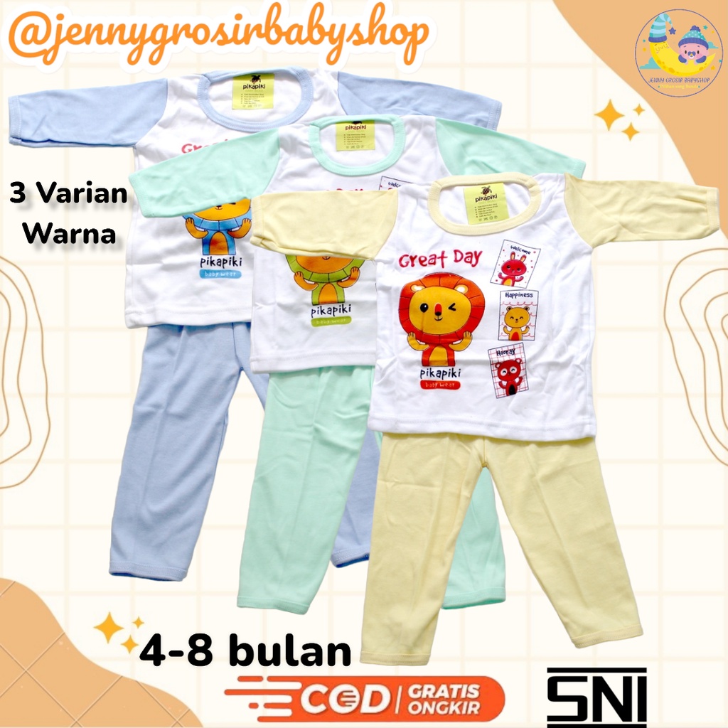 Setelan Baju Bayi laki laki perempuan lengan panjang usia 4-8 bulan