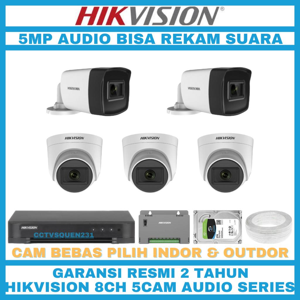 PAKET CCTV HIKVISION 5MP 8 CHANNEL 5 CAMERA TURBO HD AUDIO SERIES