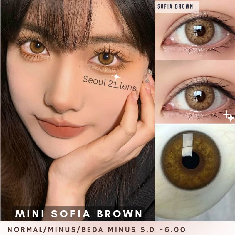 SOFTLENS MINI SOFIA BROWN KITTY KAWAII NORMAL MINUS Softlen Premium Made in Korea