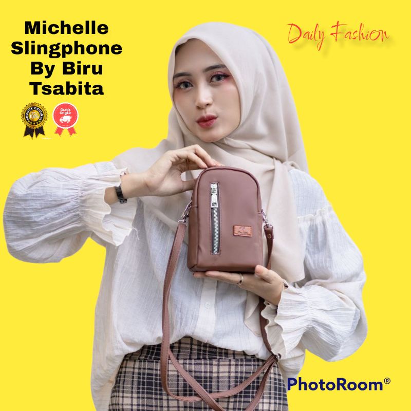 SLINGPHONE MICHELLE BAG BY BIRU TSABITA BAHAN CHOCOLY ANTI AIR PREMIUM WATERPROOF