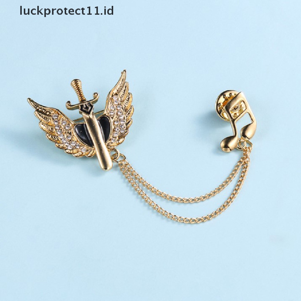 /Fashion Hot// Fashion// 1pc Fashion Pria Wanita Rantai Pin Mahkota Sayap Malaikat Naga Navy Jangkar Bros.