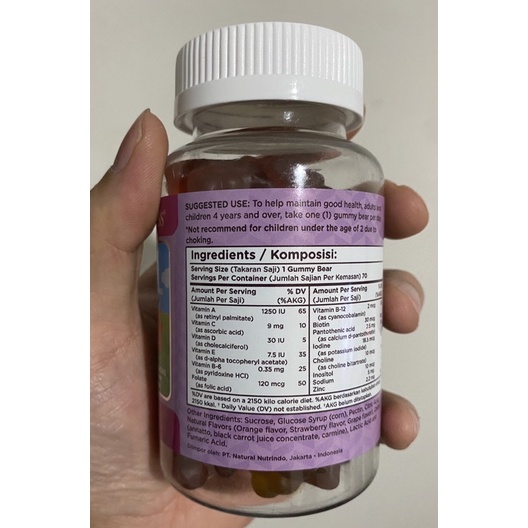 Wellness GUMMY KIDS isi 70 Gummy Bears Children's Multivitamins / Multi Vitamin Anak / Daya Tahan Tubuh /Antibodi / Imunitas ASLI ORI