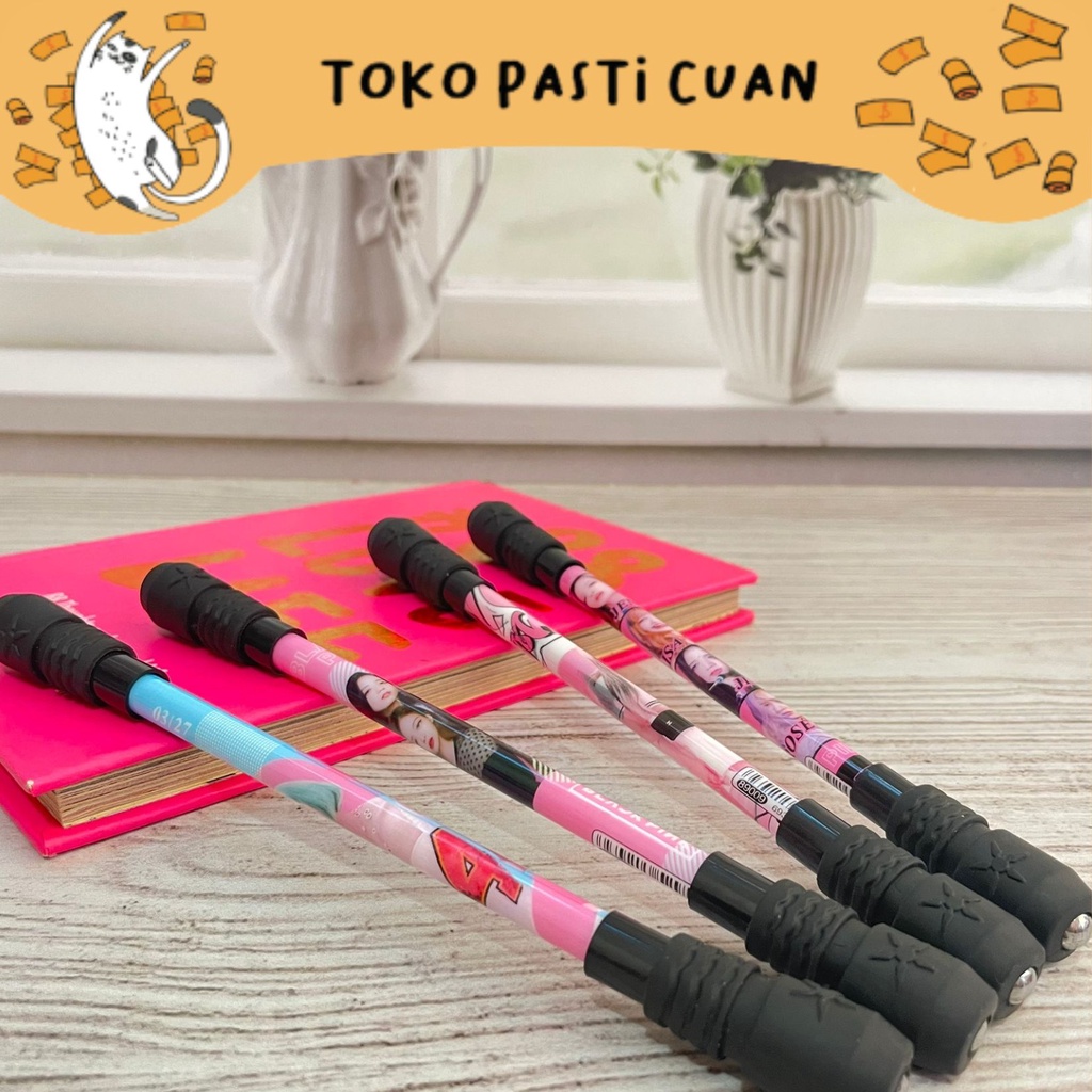 

pulpen pen gel putar magnet karakter kpop (4/8/12 pcs) pena lucu tinta hitam bisa COD pen imut keren pulpen unik atk kebutuhan anak sekolah termurah import