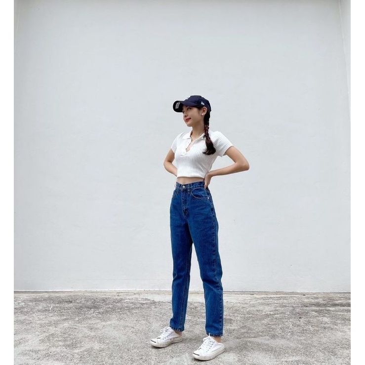 DARK BLUE BOYFRIEND JEANS / BIRU TUA BOYFRIEND JEANS / BOYFRIEND JEANS WANITA