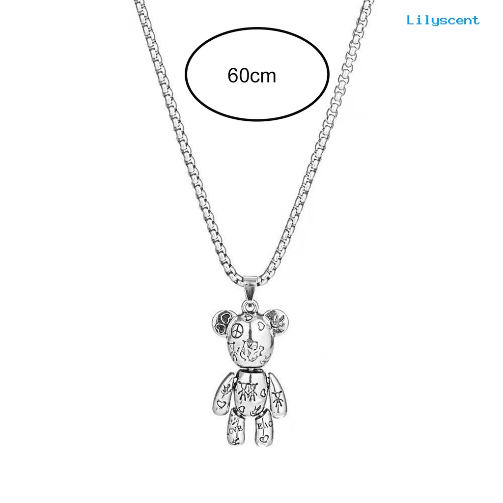 [LS]Pria Kalung Hip Hop Punk Sendi Bergerak Hypoallergenic High Gloss Hadiah Fashion Perhiasan Robot Beruang Liontin Kalung Untuk Pesta