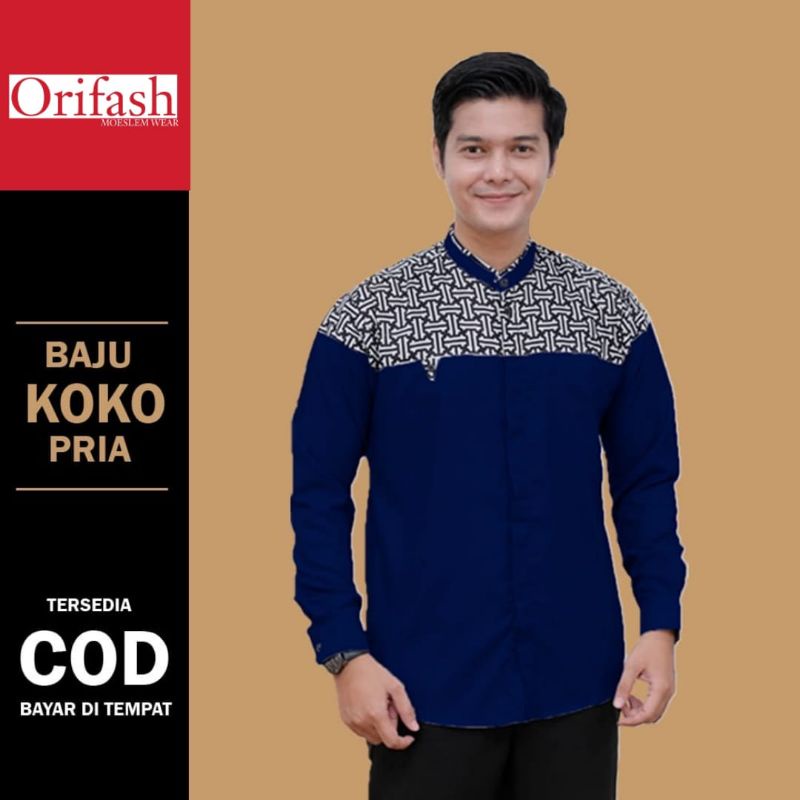 Baju koko pria lengan panjang terbaru 2023 dewasa koko putih jumbo premium