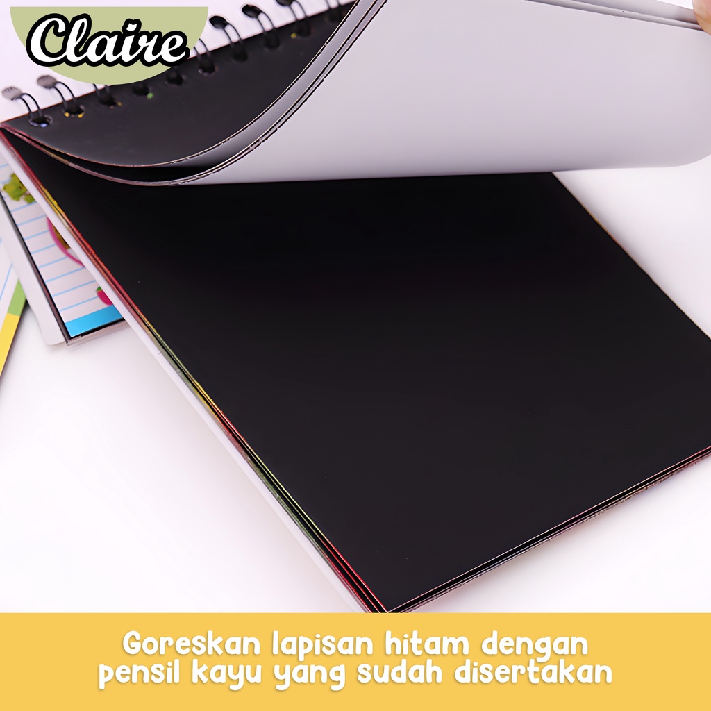 Scratch note /Buku Magic Warna Colourful /mainan Black Cardboard edukasi