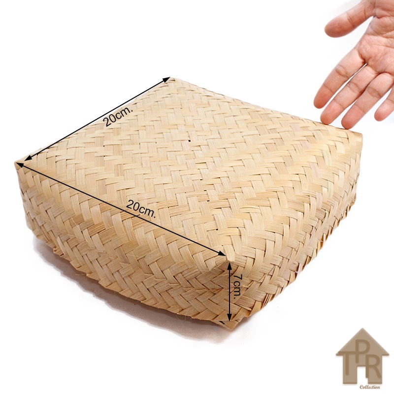 Besek bambu kotak anyaman halus size 20x20x7cm. sepasang