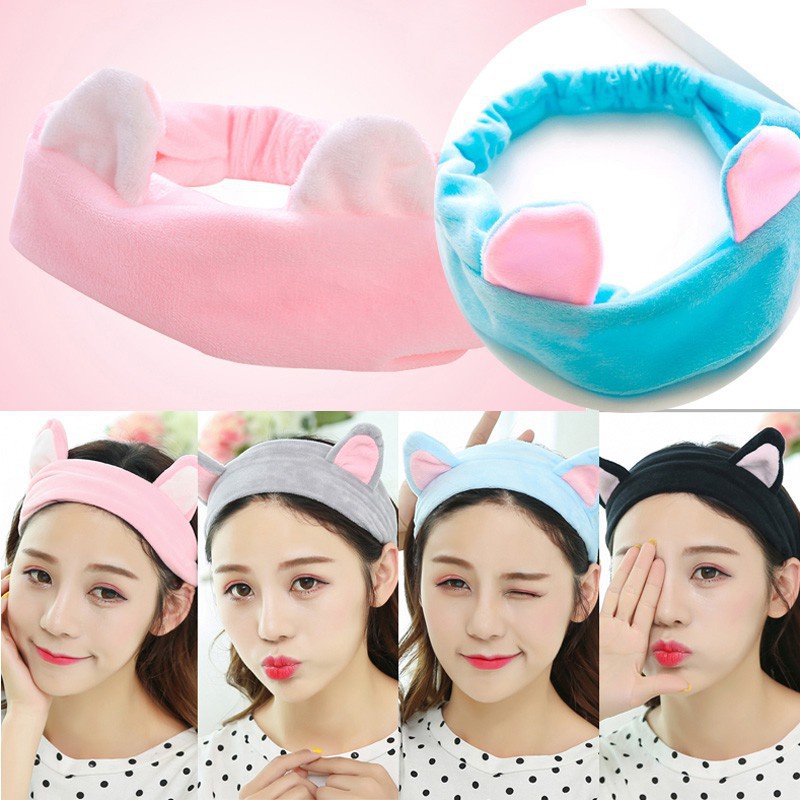 Bando handuk kuping kucing lucu / cute cat ears headband