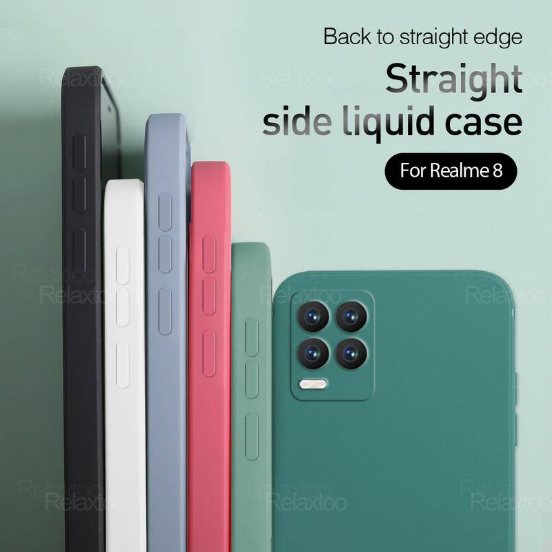 Shockproof Phone Back Cover Untuk Oppo Realmi8 8i 4G 5G Pro Square Cairan Silikon Lembut Pelindung Case