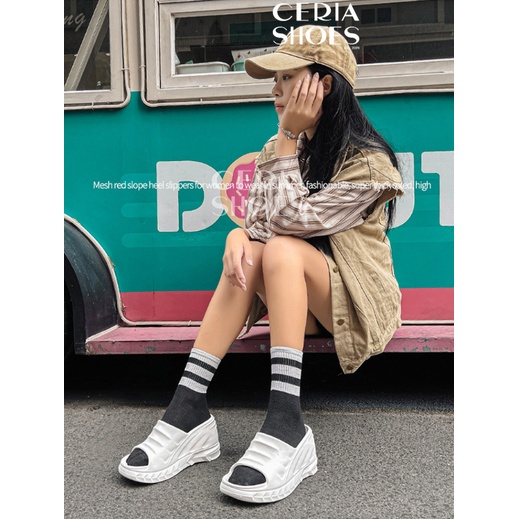 EVA Sandal Slop Wedges Platform Wanita Import Slipper Korean Super High Heels Bahan Karet Spons Ringan Tinggi 9 Cm Rubber Non-Slip Empuk Elastis BALANCE 808