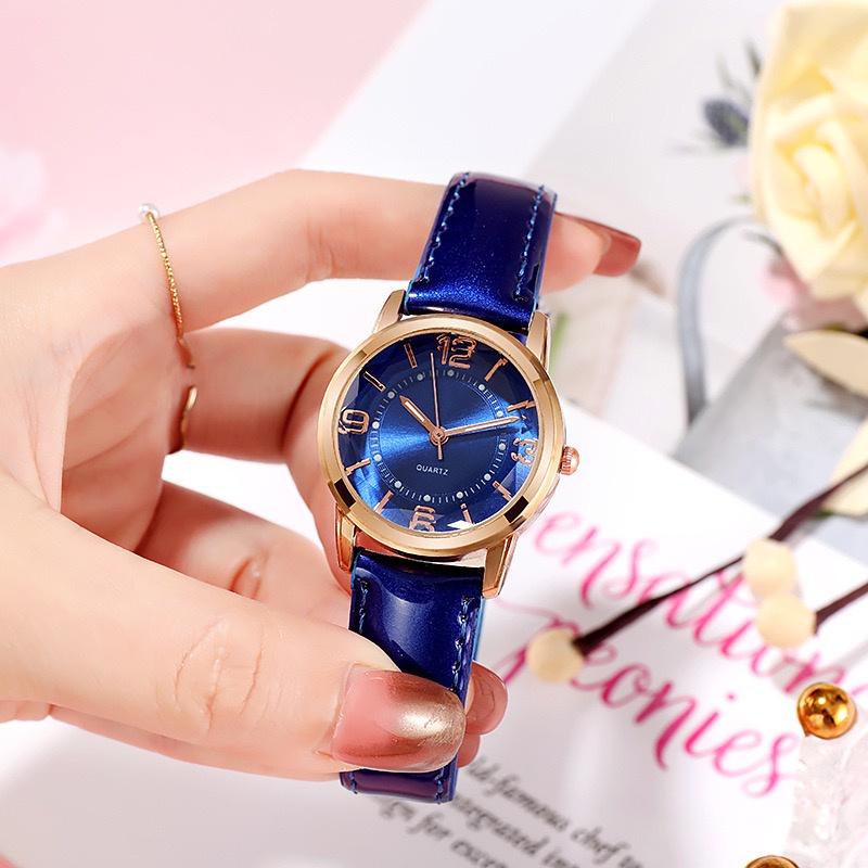 Rowling (Jam-85) Jam Tangan Wanita Bulat  Jam Tangan Wanita Quartz dengan Strap kulit Sintetis Import TANPA ACCESORIS