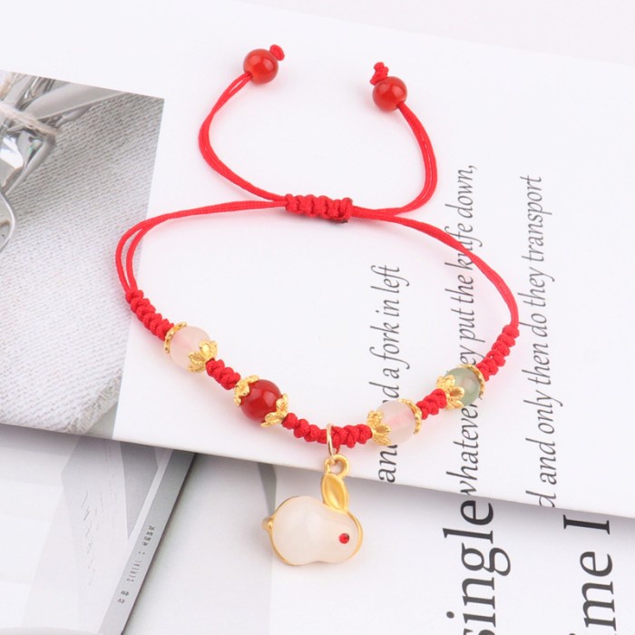 Gelang Merah Shio Kelinci Imlek Gelang Hoki Giok Kado Sincia Murah Ornamen Imlek Harga Grosir Termurah