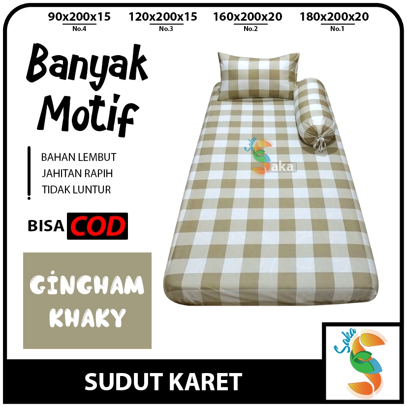 {PROMO SAKA} Seprei Karet Set Motif Kotak-kotak Ukuran No.3 (120x200x15cm) | Gingham | Aesthetic