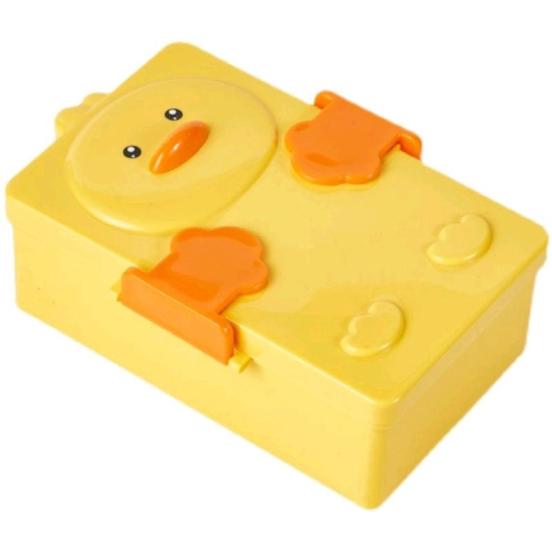 KOTAK BEKAL MAKAN ANAK - LUNCH BOX ANAK 2 SEKAT MOTIF BEBEK KUNING