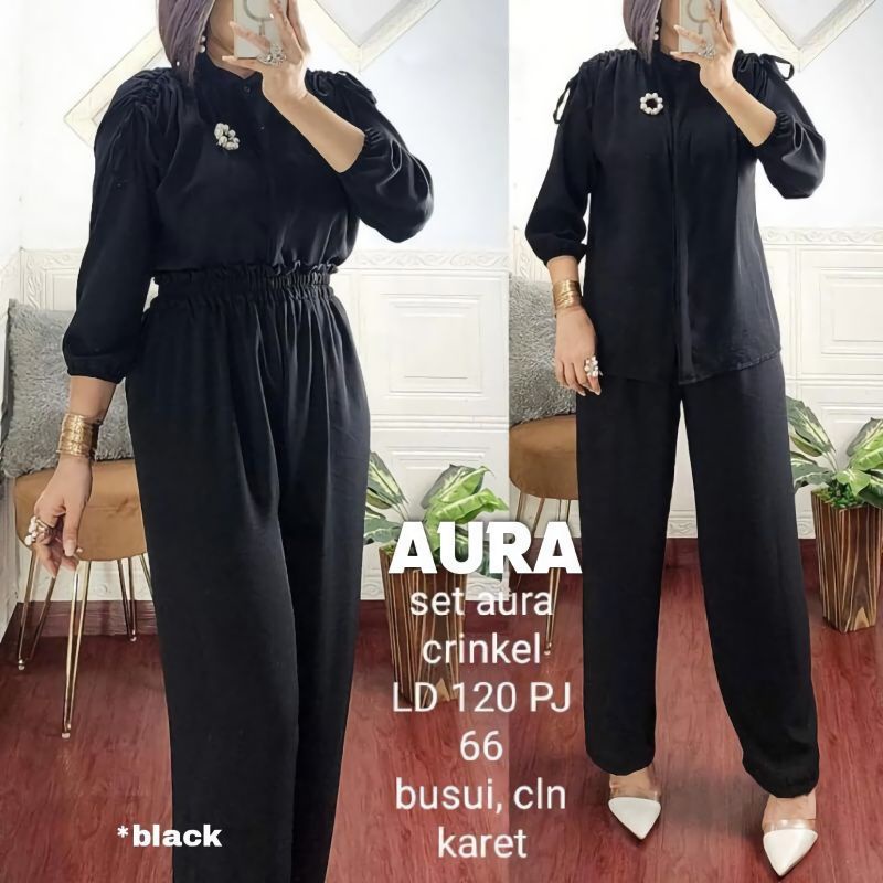 AURA SET JUMBO CRINKLE AIRFLOW PREMIUM/SETELAN WANITA KEKINIAN VIRAL/ONE SET RAYON POLOS TERBARU 2023/FAR MOSLEMSTORE