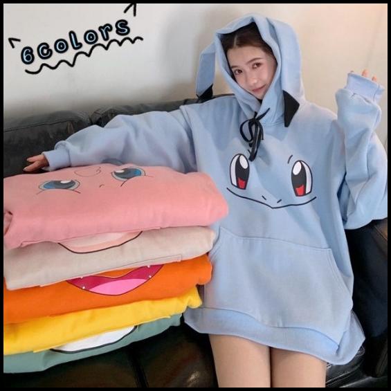 Sweater Hoodie Oversize Karakter Anime Digimon Pokemon Cute Korea