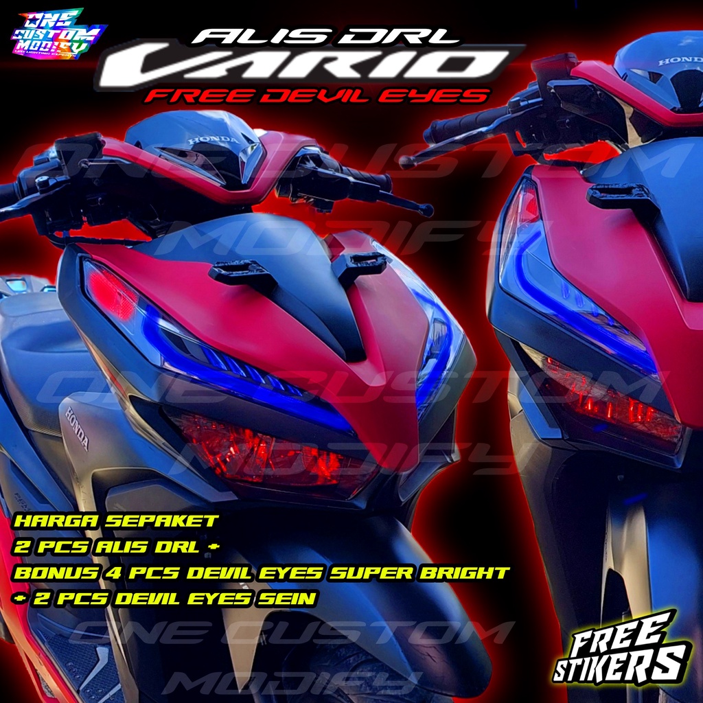 LAMPU ALIS DRL NEW VARIO 125 150 BONUS LED DEVIL DEMON EYES ONE CUSTOM MODIFY