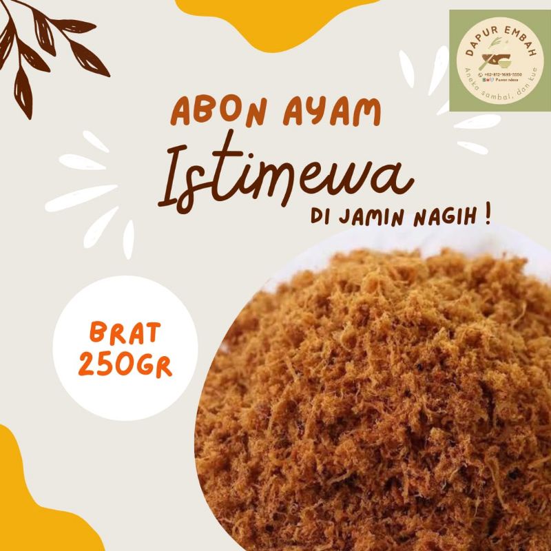 

DAPUREMBAH ABON AYAM ISTIMEWA 250GR ABON ASLI AYAM