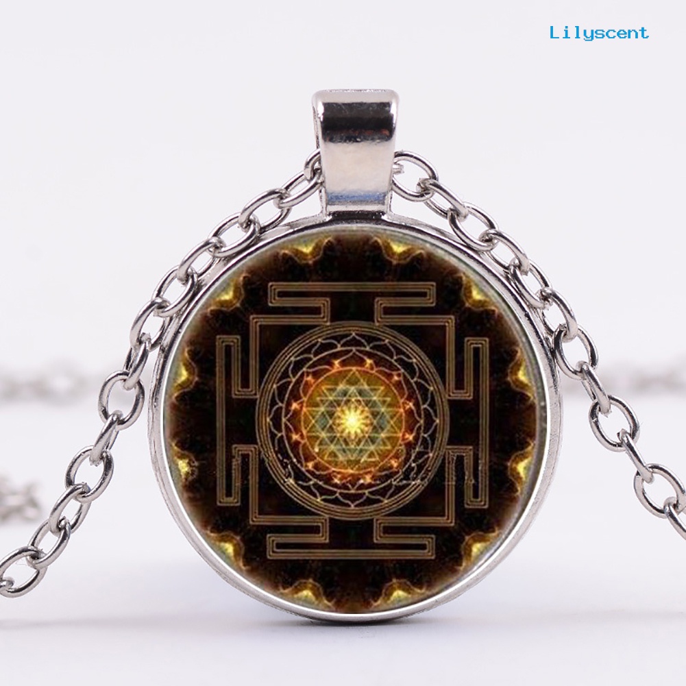 [LS] Mandala Kubah Kaca Liontin Kalung Fashion Budha Perhiasan Geometri Suci