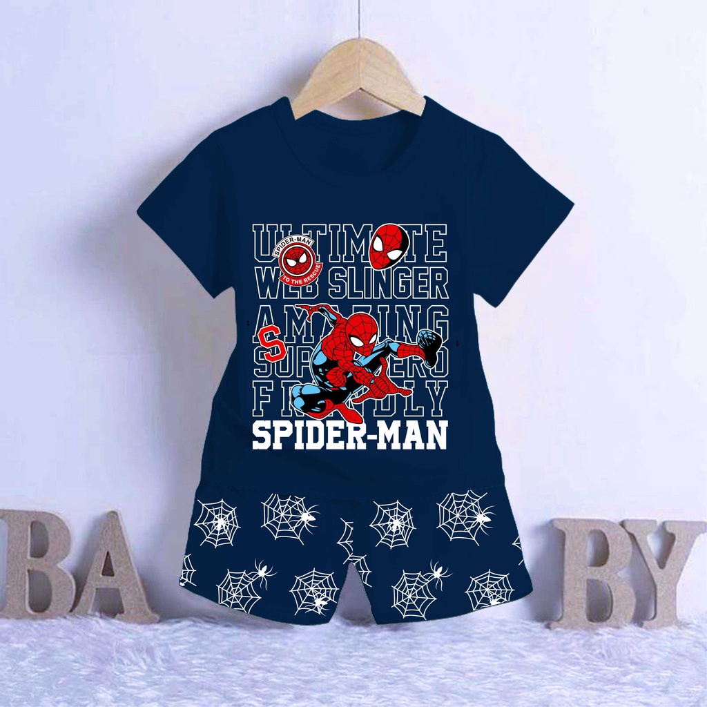 ODOM SETELAN ANAK LAKI LAKI / BAJU ANAK COWOK TERBARU UMUR 1-4 TAHUN-PE.SPIDERMAN NAVY