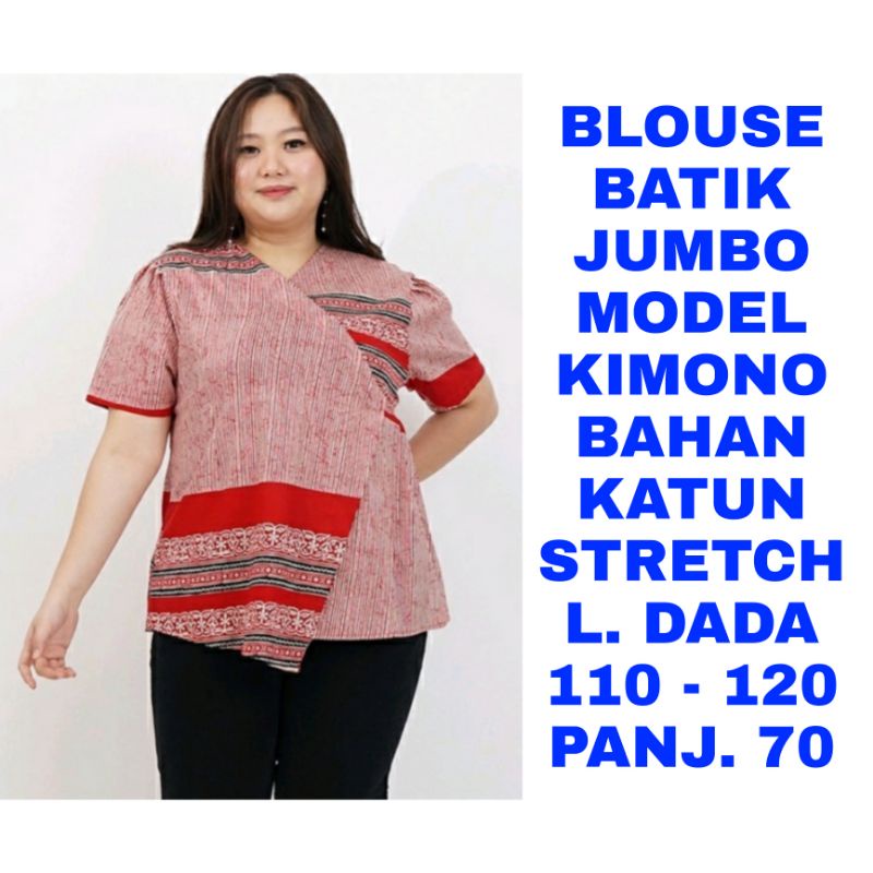 WK BLOUSE BATIK MODERN WANITA JUMBO BIG SIZE LD 110 LD 120 BAJU KERJA FORMAL SERAGAM
