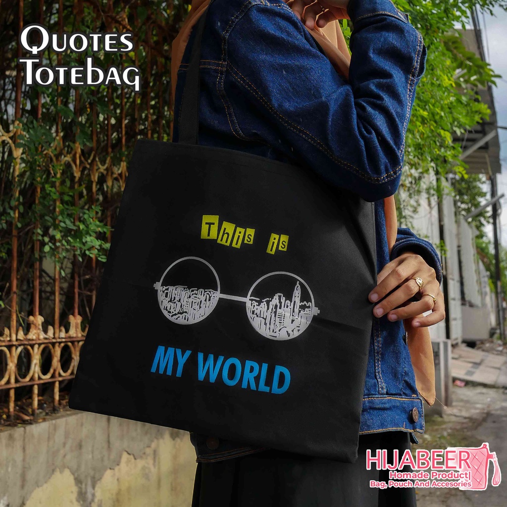 Tote Bag Sablon - Bahan Dinir D300 - Tote bag Custom - Tas Tangan