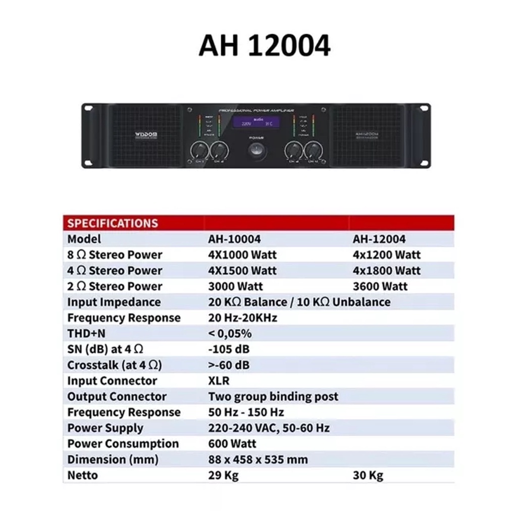 Wisdom AH-12004 Power Amplifier AH12004 AH 12004