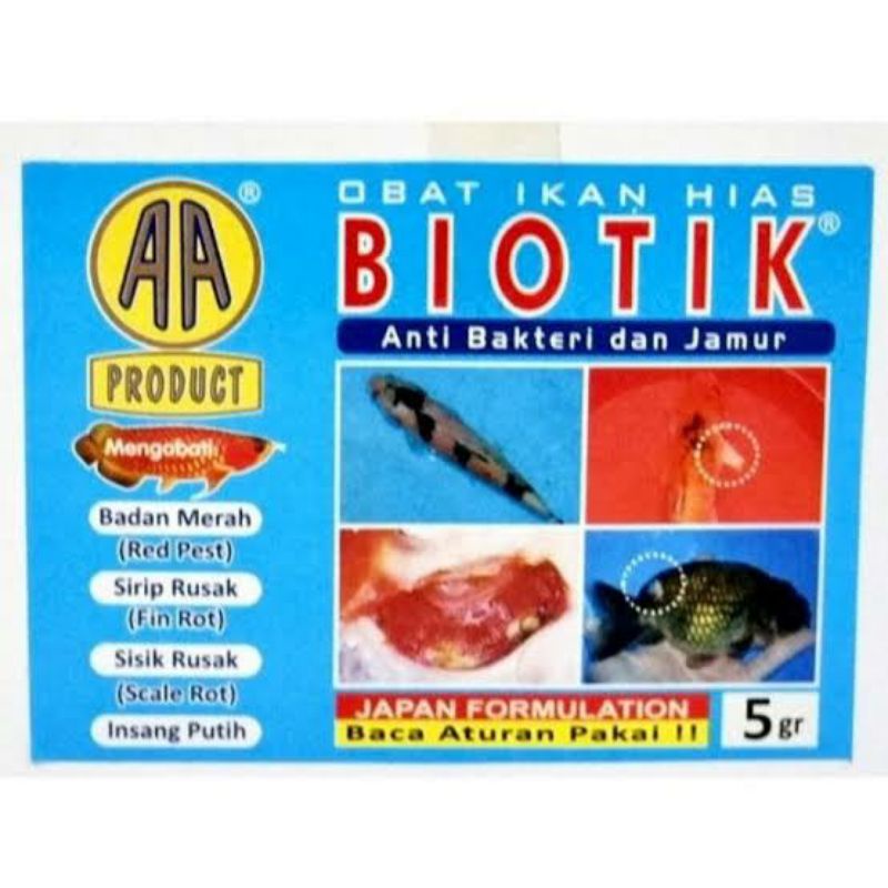 BIOTIK EXTRA OBAT IKAN HIAS BAKTERI JAMUR DAN ANTI STRESS (5 GRAM )