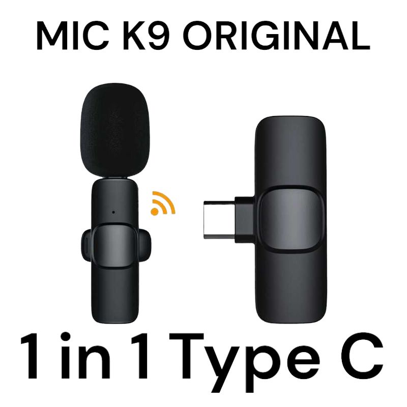 MICROPHONE MIC WIRELESS K9 ORIGINAL SUARA JERNIH NIRKABEL JANGKAUAN 20 METER TYPE C DAN OS IPHONE